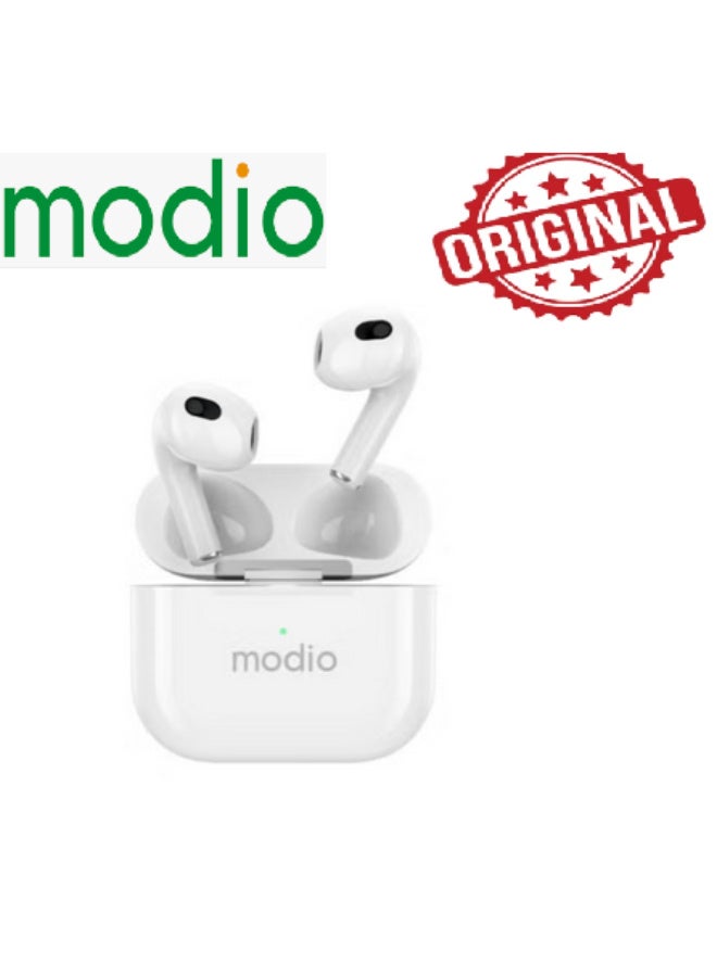 modio ME12 Original Wireless Bluetooth Earphones for Android & iOS | In-Ear Stereo Earbuds with Built-in Mic, Touch Control, Noise Reduction & Long Battery Life | Lightweight, Secure Fit Headset for Music, Calls, Workouts & Daily Use - Image 1