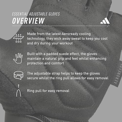 adidas Essential Adjustable Fingerless Gloves for Men and Women - Padded Weight Lifting Gloves - Adjustable Wrist Straps for Tailored, Secure Fit - Lime, Large - Image 4