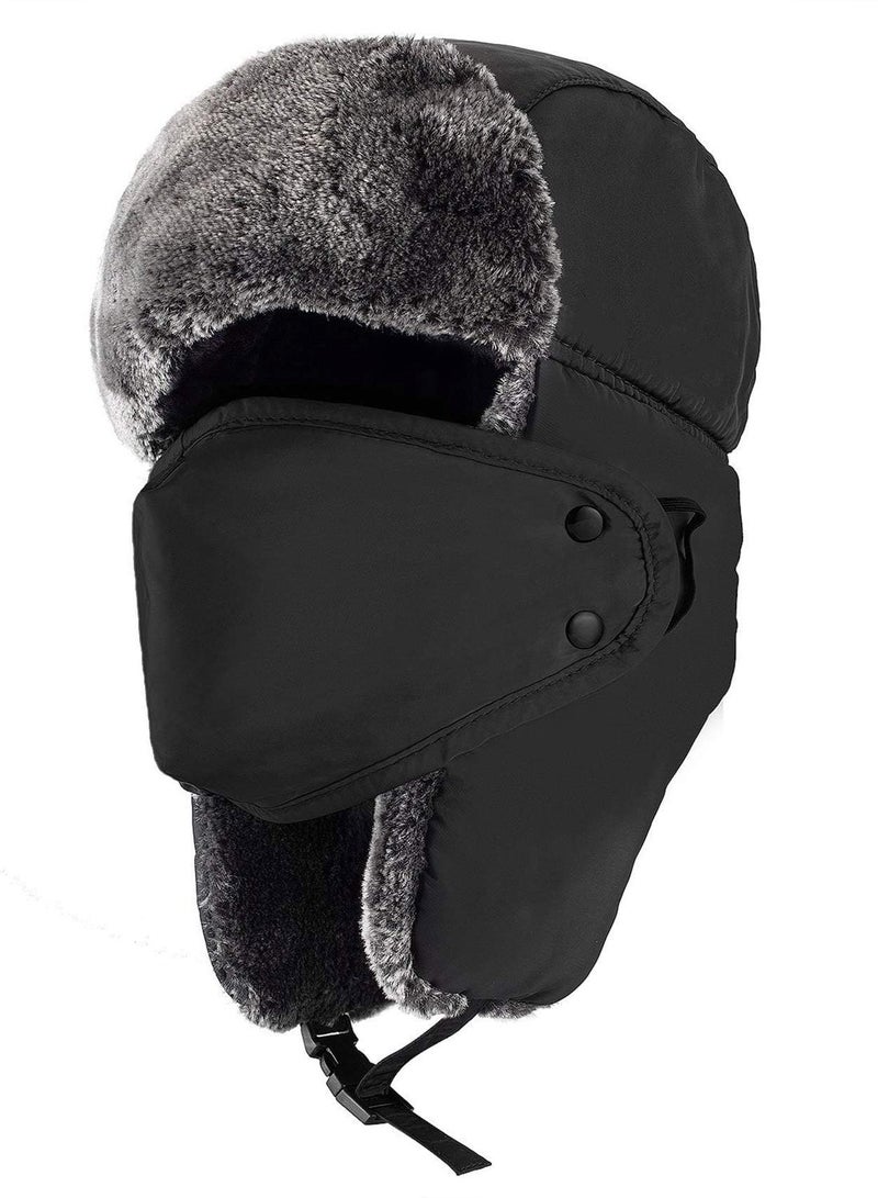 VIUAUAX Winter Warm Hat With Detachable Mask,Winter Hats for Men Women,Winter Thick Hat, Trapper Ushanka Hat with Ear Faps  Cold Weather Warm Fur Snow Ski Hat - Image 1