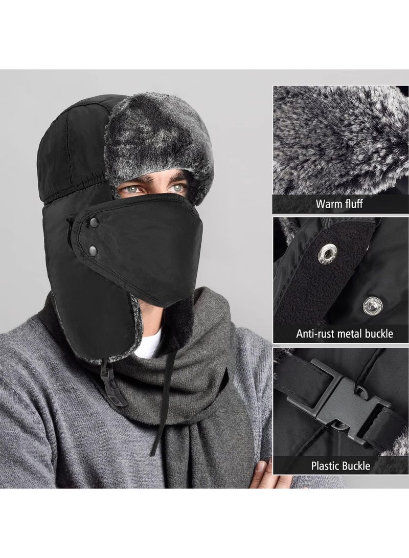 VIUAUAX Winter Warm Hat With Detachable Mask,Winter Hats for Men Women,Winter Thick Hat, Trapper Ushanka Hat with Ear Faps  Cold Weather Warm Fur Snow Ski Hat - Image 5