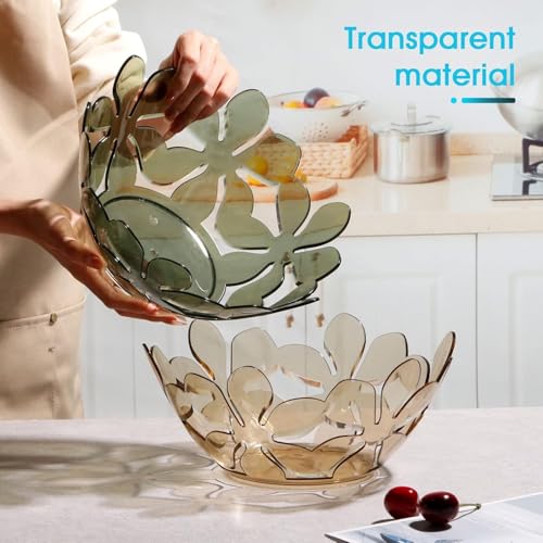 SAJANI Transparent Petal Shaped Fruit Basket, Creative Flower Cutout Fruit Bowl, Decorative Fruit Tray for Vegetables, Snacks, Bread, Fruits, and Candy (Multicolor) (Pack of 1) (Fruit Basket) - Image 3