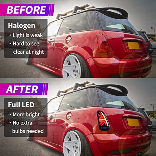 Archaic for Mini Cooper R50-53 2001-2007 Tail Lights Assembly, Full LED Rear Lamps for 1st gen Mini Cooper Hatchback/Convertible, Sequential Turn Signal Taillight Assemblies, Plug&Play, Pair, Smoke - Image 4
