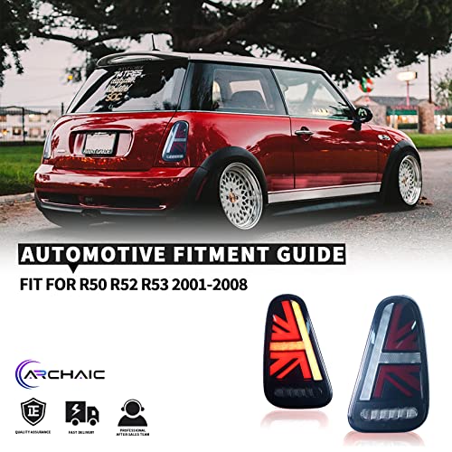Archaic for Mini Cooper R50-53 2001-2007 Tail Lights Assembly, Full LED Rear Lamps for 1st gen Mini Cooper Hatchback/Convertible, Sequential Turn Signal Taillight Assemblies, Plug&Play, Pair, Smoke - Image 5