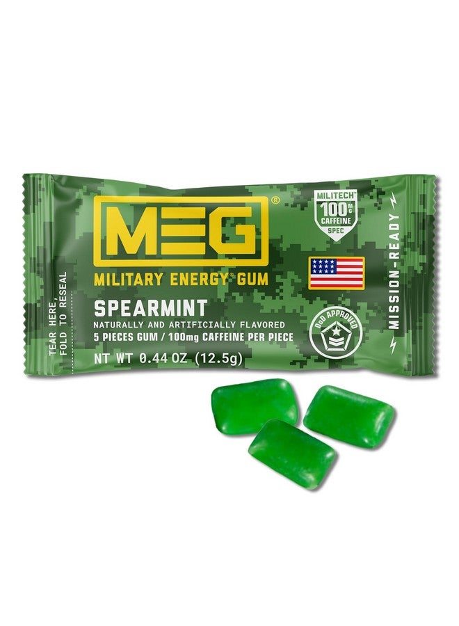 MEG - Military Energy Gum | 100mg of Caffeine Per Piece + Increase Energy + Boost Physical Performance + Spearmint 24 Pack (120 Count) - Image 2