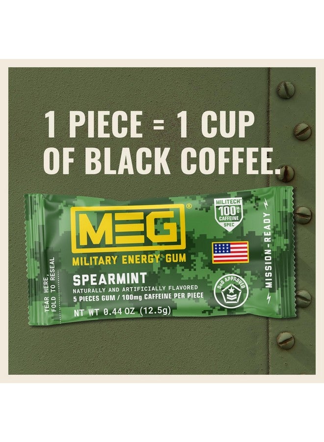 MEG - Military Energy Gum | 100mg of Caffeine Per Piece + Increase Energy + Boost Physical Performance + Spearmint 24 Pack (120 Count) - Image 5