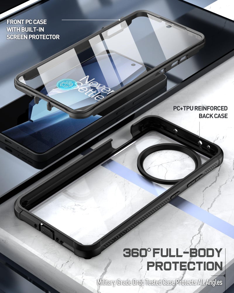 Poetic Guardian Case for OnePlus 13R 5G (2025), Built-in Screen Protector [Work with Fingerprint ID], [2 Front Frames] [20FT Mil-Grade Drop Tested] Full Body Shockproof Clear Cover Case, Black/Clear - Image 5