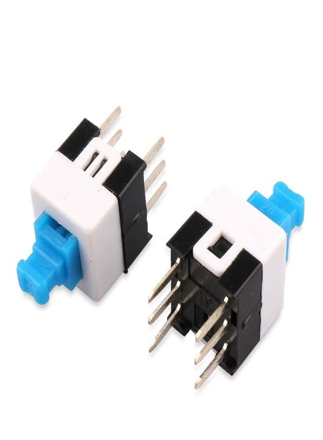 Universal Hub 7x7mm 6-Pin Latching Push Button Switch, DPDT Self-Locking Tactile Power Switch, 250V AC 30V DC 0.1A, PCB Mount Mini Push Button for DIY Projects Pack of (5) - Image 2