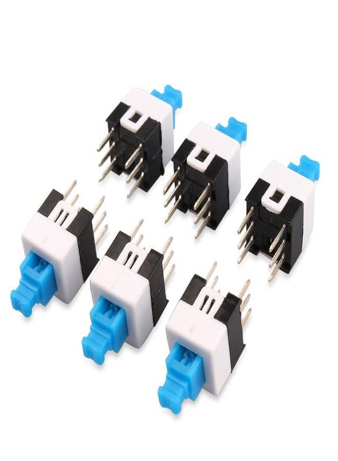 Universal Hub 7x7mm 6-Pin Latching Push Button Switch, DPDT Self-Locking Tactile Power Switch, 250V AC 30V DC 0.1A, PCB Mount Mini Push Button for DIY Projects Pack of (5) - Image 1