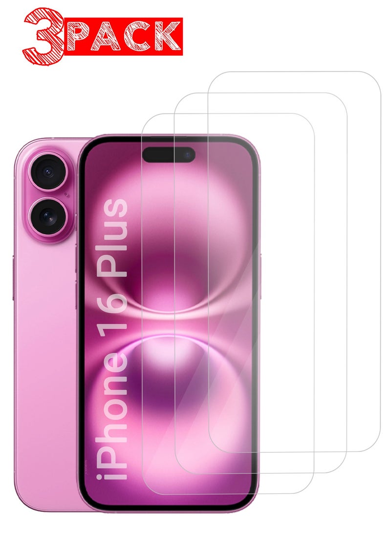 CATANES (for iPhone 16 Plus ) 3Packs Premium Tempered Glass Screen Protector Ultra Clear Scratch Resistant Easy Installation / Clear - Image 1