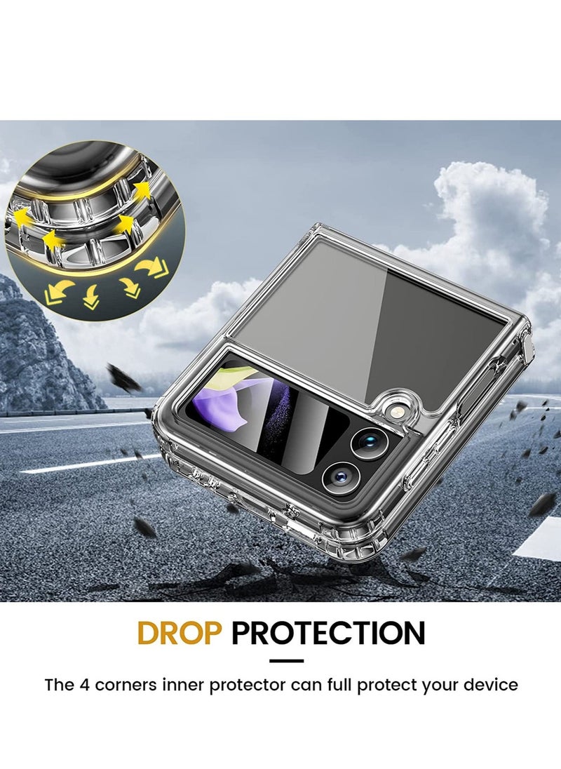 Raxoom for Samsung Galaxy Z Flip 4 Case, Galaxy Z Flip 4 Clear Case [Anti-Yellow] Slim Thin Premium TPU Crystal Shockproof Protective Cover Case for Samsung Galaxy Z Flip 4 5G 2022 - Full Clear - Image 4
