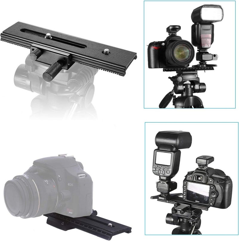EXMAX ® 16cm 2 Way Macro Shot Focusing Focus Rail Slider/Close-up Shooting 1/4 Quick Screw Release Mount Camera Flash Support Plate - Image 2