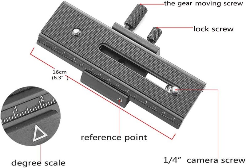 EXMAX ® 16cm 2 Way Macro Shot Focusing Focus Rail Slider/Close-up Shooting 1/4 Quick Screw Release Mount Camera Flash Support Plate - Image 3