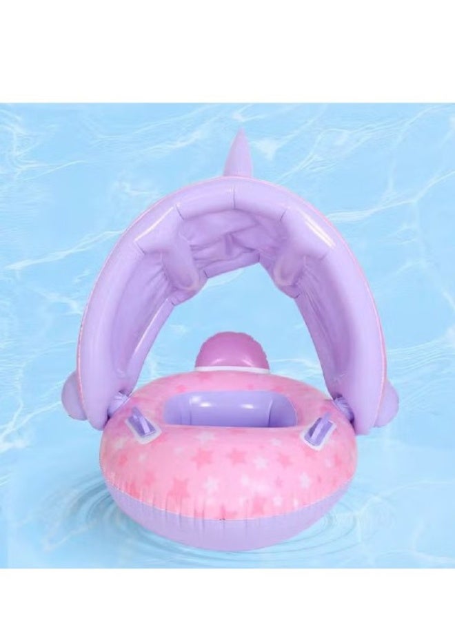 Inflatable Baby Swim Float with Canopy - Unicorn Design Pink - Image 2