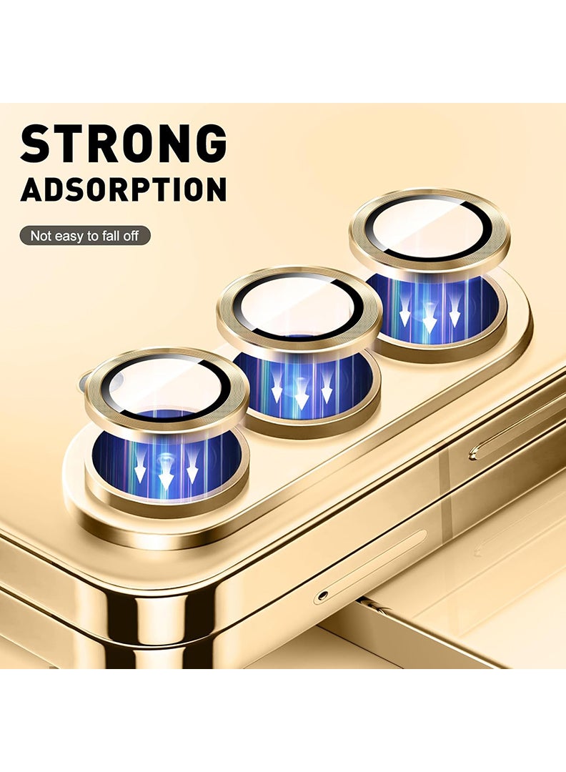 Theodor Z Fold 6 3 Pcs Camera Lens Protector With 9H Tempered HD Glass Camera Cover Anti Scratch Aluminum Alloy Camera Ring, Gold  - Image 4