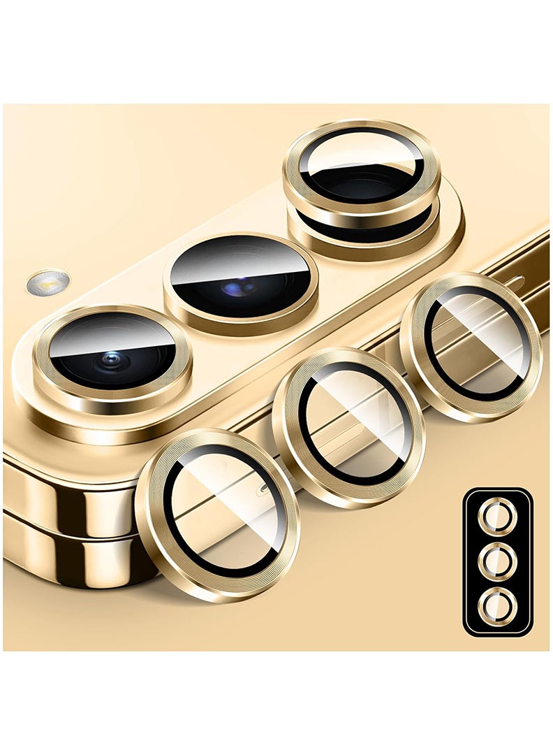 Theodor Z Fold 6 3 Pcs Camera Lens Protector With 9H Tempered HD Glass Camera Cover Anti Scratch Aluminum Alloy Camera Ring, Gold  - Image 1