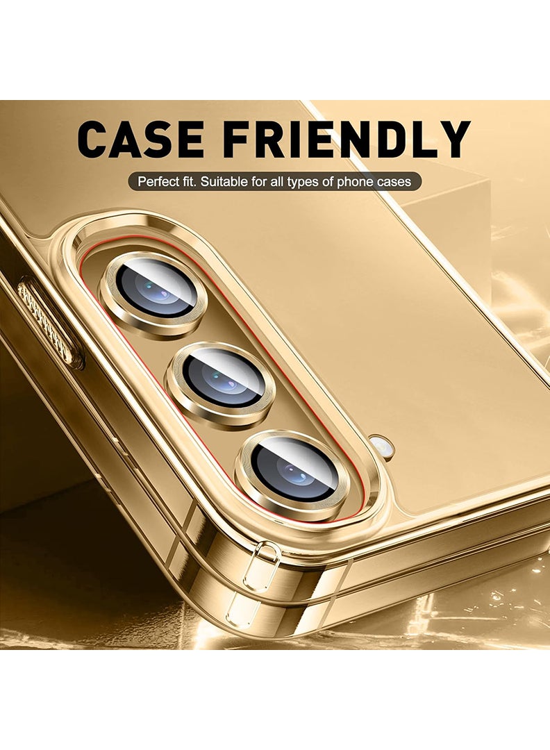 Theodor Z Fold 6 3 Pcs Camera Lens Protector With 9H Tempered HD Glass Camera Cover Anti Scratch Aluminum Alloy Camera Ring, Gold  - Image 5