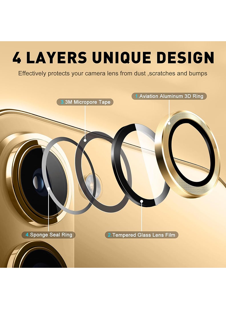 Theodor Z Fold 6 3 Pcs Camera Lens Protector With 9H Tempered HD Glass Camera Cover Anti Scratch Aluminum Alloy Camera Ring, Gold  - Image 3