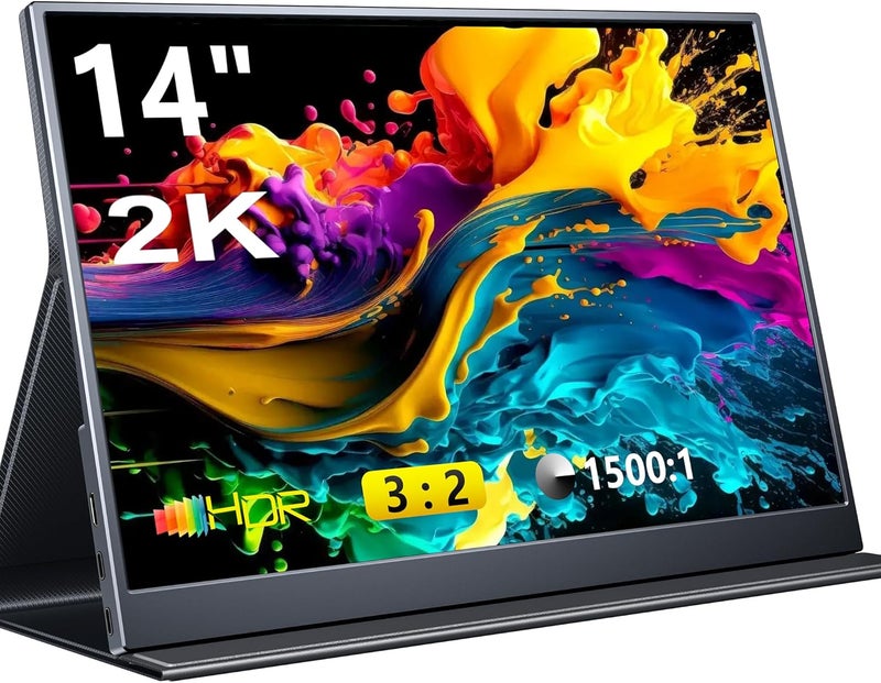 MAGICRAVEN 2K Portable Monitor, 14" 3:2 1440P IPS Laptop Screen, Dual USB C HDMI Second Computer Screen, Gaming Display with 2 Speakers, Travel Monitor for Laptop PS4/5 PC Phone Xbox Switch - Image 1