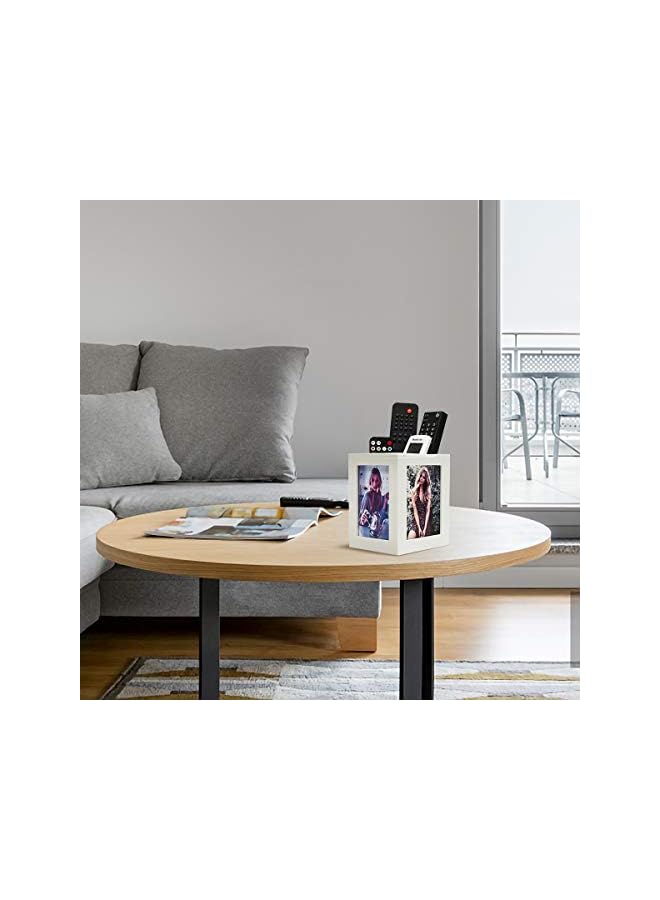 The Bros 3.5"x5" Desk Picture Frames for Office&Home Tabletop Déco Photo Cube Frame for Multi Pictures 4-Sided Photo Organizer Box/Vase-Present for Father Friend Birthday Wedding-Ivory White-HD Plexiglass - Image 5