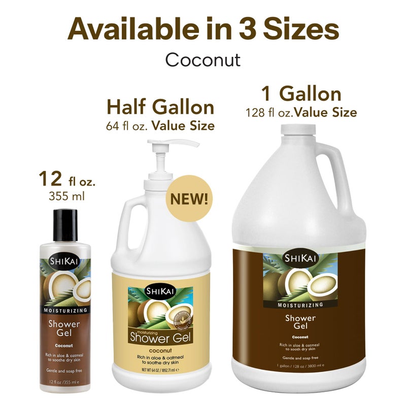 ShiKai Daily Moisturizing Shower Gel (Coconut, 12oz, Pack of 2) | Gentle Formula | Aloe Vera & Oatmeal for Soft, Healthy Skin | Dry Skin Relief - Image 4