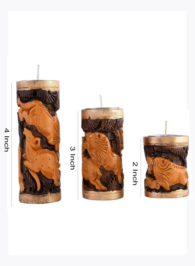 Craftam Wooden Tea Light Candle Holder Stand for Home Decoration, Gifts (2,3 and 4 Inch,Set of 3) - Image 5