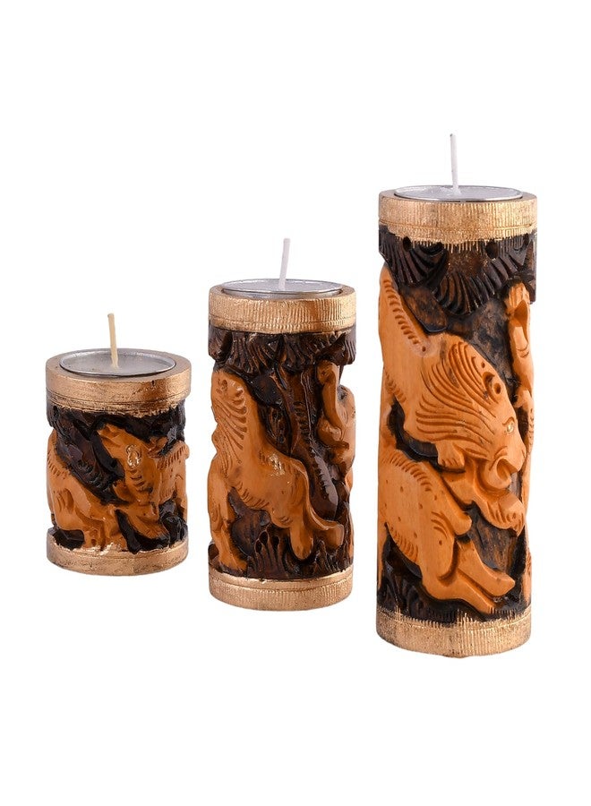 Craftam Wooden Tea Light Candle Holder Stand for Home Decoration, Gifts (2,3 and 4 Inch,Set of 3) - Image 3