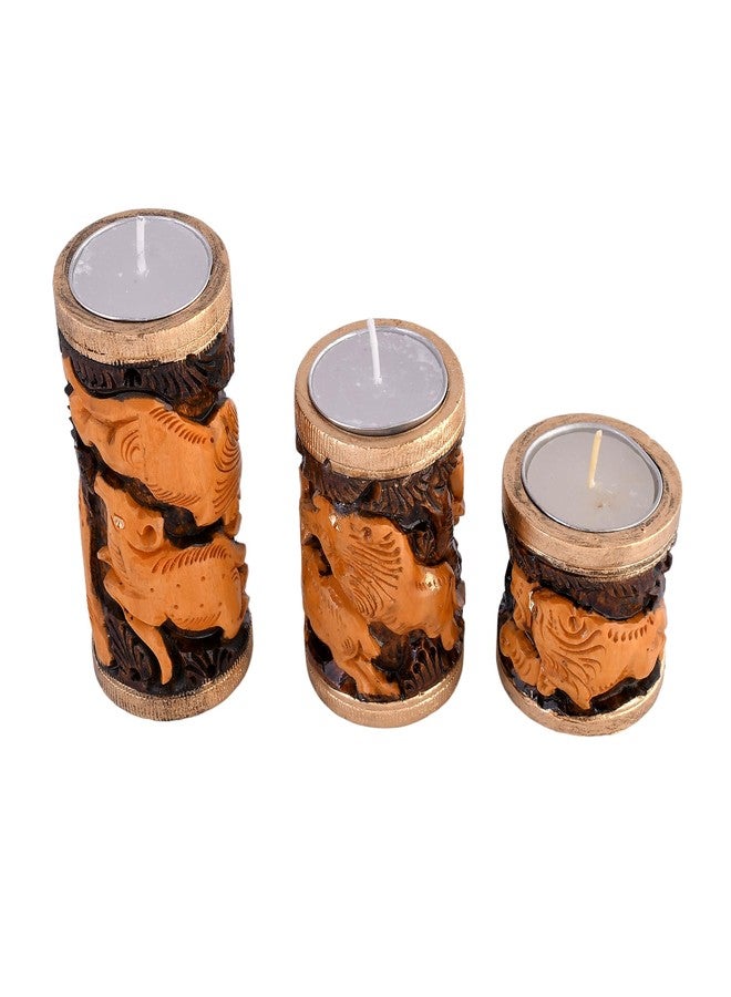 Craftam Wooden Tea Light Candle Holder Stand for Home Decoration, Gifts (2,3 and 4 Inch,Set of 3) - Image 2