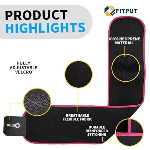 FITPUT Sweat Slim Belt for Men and Women Tummy Trimmer Body Shapewear Sauna Waist Trainer Adjustable Sweat Belt Stomach Belt for Men Non-Tearable Waist Belt for Back Pain for Women (Pink) - Image 3