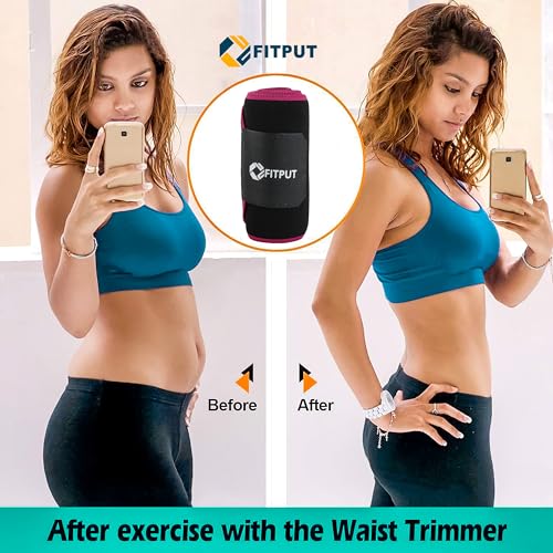 FITPUT Sweat Slim Belt for Men and Women Tummy Trimmer Body Shapewear Sauna Waist Trainer Adjustable Sweat Belt Stomach Belt for Men Non-Tearable Waist Belt for Back Pain for Women (Pink) - Image 2