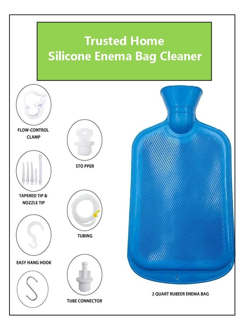 Generic - Colon Cleansing Enema Bag Kit - Portable and Reusable Travel-Friendly Blue/Red - Image 1