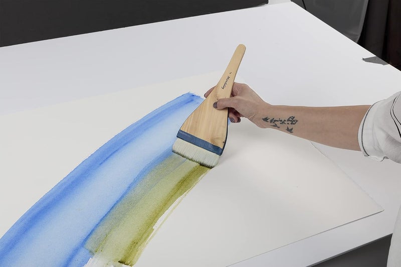 Creative Mark Mandalay Professional Goat Hair Hake Brush - 8" Wide Paint Brush with Paddle Handle for Professional Artists - Soft Natural Bristles Ideal for Sumi-e and Color Washes - Image 5