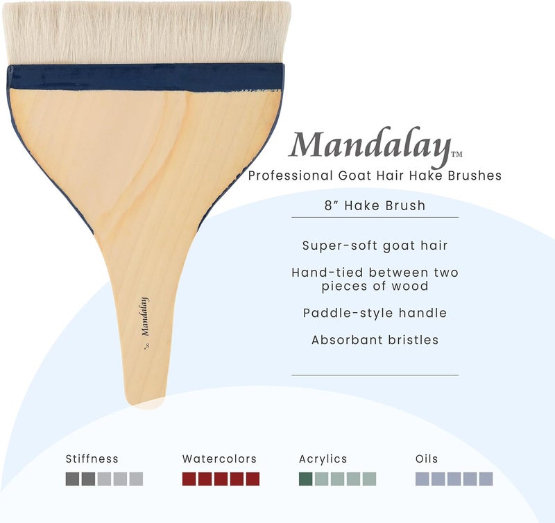 Creative Mark Mandalay Professional Goat Hair Hake Brush - 8" Wide Paint Brush with Paddle Handle for Professional Artists - Soft Natural Bristles Ideal for Sumi-e and Color Washes - Image 2
