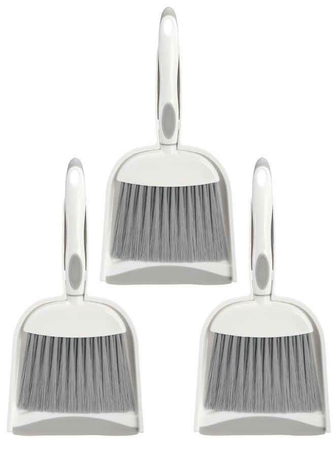 Frcctre 3 Pack Small Dustpan and Brush Set, Whisk Broom and Dust Pans with Rubber Edge, Mini Hand Broom and Dustpan Set for Home, Desktop, Sofa, Kitchen, Keyboard - Image 1