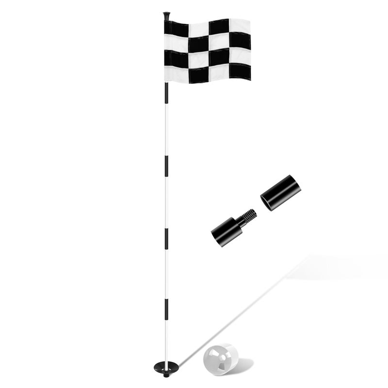 KINGTOP 6ft Golf Flagstick Upgraded Portable FiveSection Design for Backyard Practice Putting Green Driving Range Checkered Golf Flag Hole Cup Set Gift Idea 1Pack