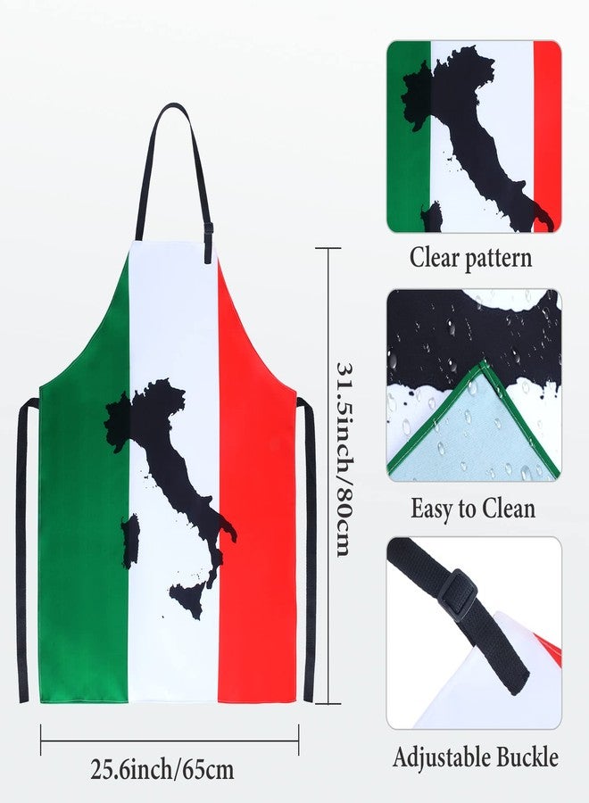 Keymall Italian Chef Costume Chef Hat and Apron for Women Italian Flag Bib Apron Baking Fabric Cooking Apron for Home Kitchen (Set B) - Image 3