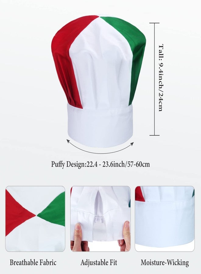 Keymall Italian Chef Costume Chef Hat and Apron for Women Italian Flag Bib Apron Baking Fabric Cooking Apron for Home Kitchen (Set B) - Image 2