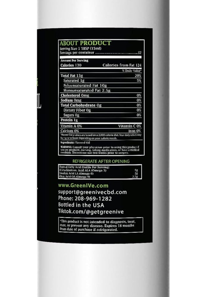 GreenIVe 100% Pure Flaxseed Oil - 16 Fl Oz - Image 2