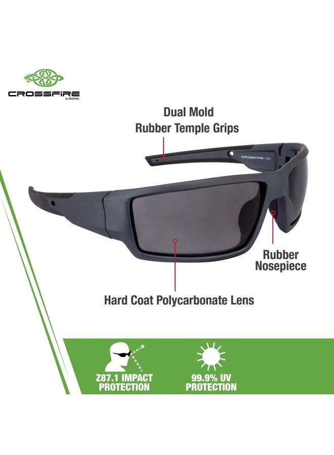 Crossfire Radians 41291 Cumulus Premium Safety Eyewear Aluminum Gray Frame Smoke Lens Unisex - Image 4