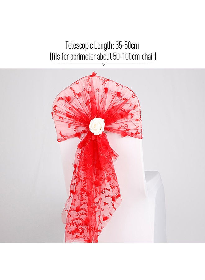 NIBEMINENT Sash Bow Elastic Flower Chair Ribbon Cover Red/White - Image 2
