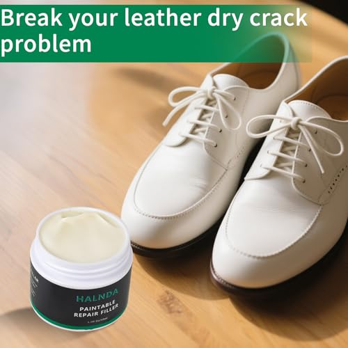 HALNDA Leather Filler for Repairing Cracks, Scratches and Holes in Leather, Restoring the Surface of Leather, Suitable for Leather Furniture, Shoes, car Seats, can be Dyed, Includes Towel and sandpaper-50ml - Image 4