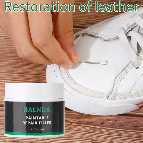 HALNDA Leather Filler for Repairing Cracks, Scratches and Holes in Leather, Restoring the Surface of Leather, Suitable for Leather Furniture, Shoes, car Seats, can be Dyed, Includes Towel and sandpaper-50ml - Image 2