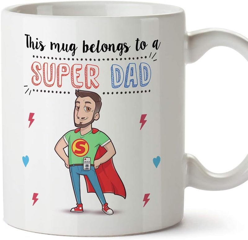 MUGFFINS Super Dad Mug – Funny Father's Day Gift, Birthday Present for Daddy, Coffee Cup for Breakfast - Ceramic 11 oz - Image 1
