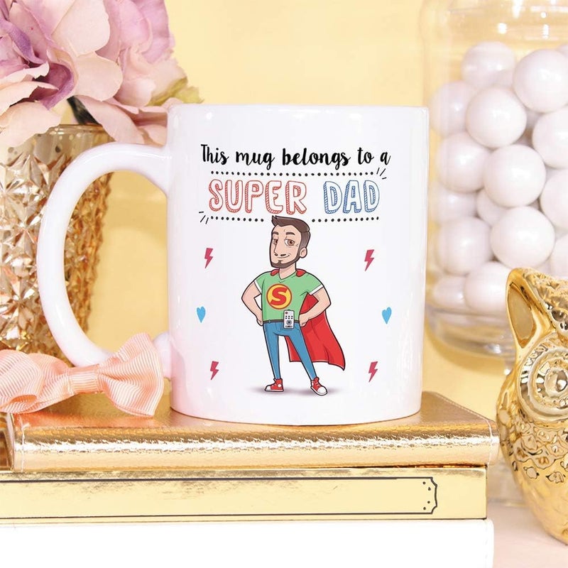 MUGFFINS Super Dad Mug – Funny Father's Day Gift, Birthday Present for Daddy, Coffee Cup for Breakfast - Ceramic 11 oz - Image 4