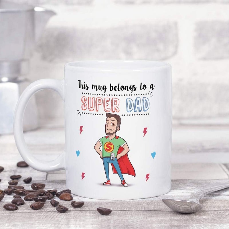 MUGFFINS Super Dad Mug – Funny Father's Day Gift, Birthday Present for Daddy, Coffee Cup for Breakfast - Ceramic 11 oz - Image 2