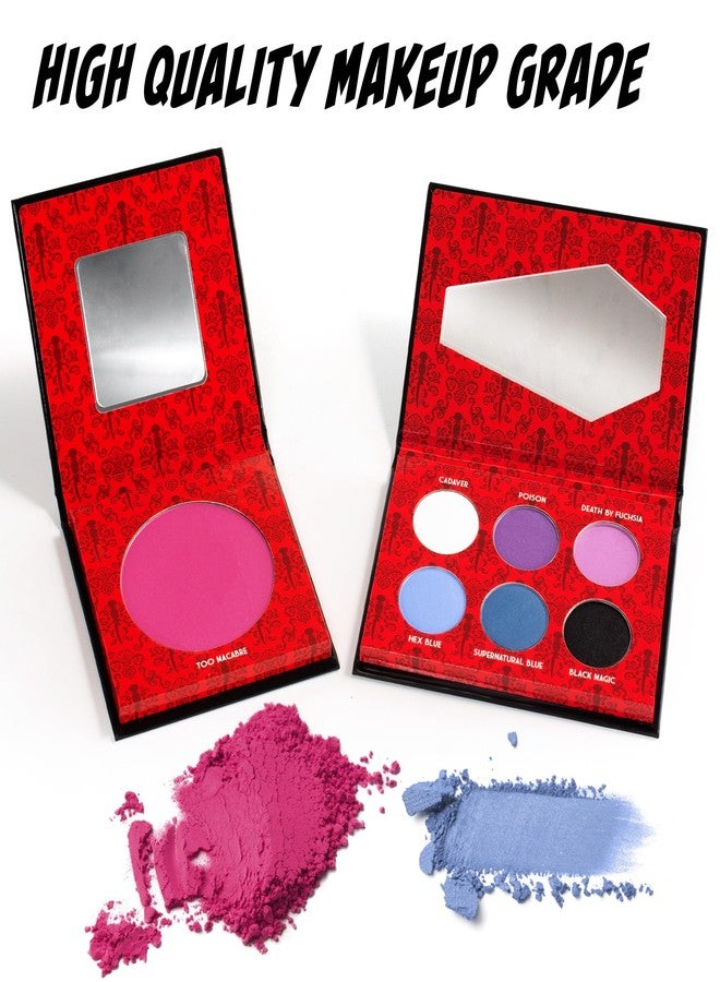روبيز مجموعة مكياج إلفيرا المرخصة رسميًا من روبيز - مجموعة مكياج كاملة تتضمن باليت ظلال العيون، أحمر شفاه، ملمع شفاه، كحل أسود، أحمر خدود، حقيبة مكياج، مكياج فاخر للهالوين للبالغين - Image 4
