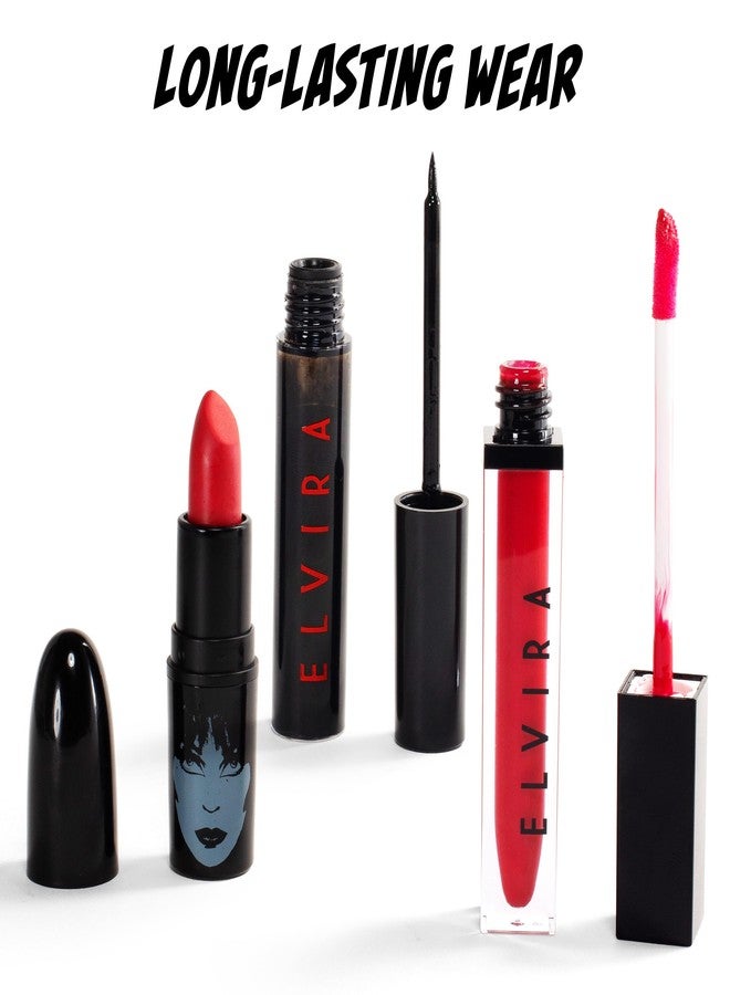 روبيز مجموعة مكياج إلفيرا المرخصة رسميًا من روبيز - مجموعة مكياج كاملة تتضمن باليت ظلال العيون، أحمر شفاه، ملمع شفاه، كحل أسود، أحمر خدود، حقيبة مكياج، مكياج فاخر للهالوين للبالغين - Image 5