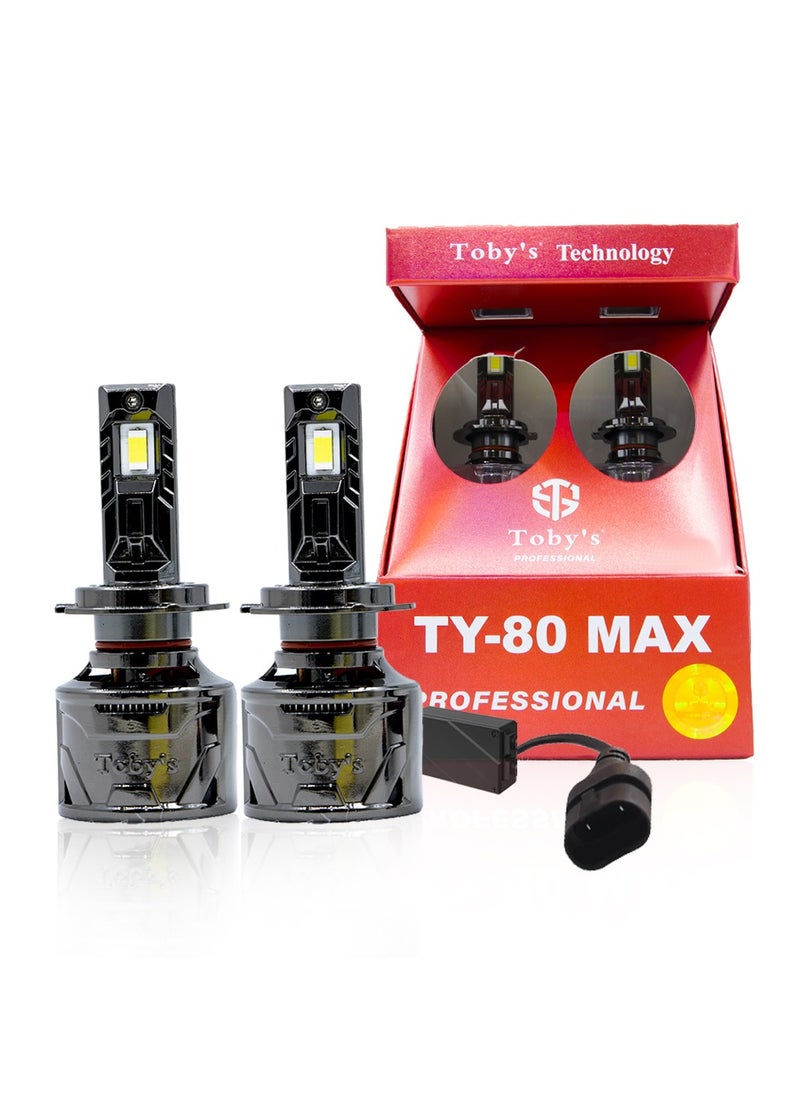 توبيز توبي TY80 MAX 9005 قطعتان 160 وات (زوج) مجموعة مصابيح LED أصلية تم اختبارها 16000 لومن (زوج) 80 وات/قطعة طاقة إكستريم برايت مع درجة حرارة اللون 6500 كلفن  - Image 1