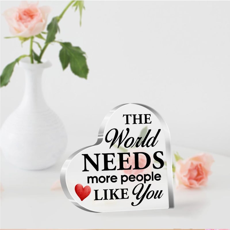 aPamr Friendship Gift for Friends Friend Gifts for Girls Women Christmas Birthday The World Needs More People Like You Quote Acrylic Heart Plaque for Coworker Bestie female Friend A542 - Image 5