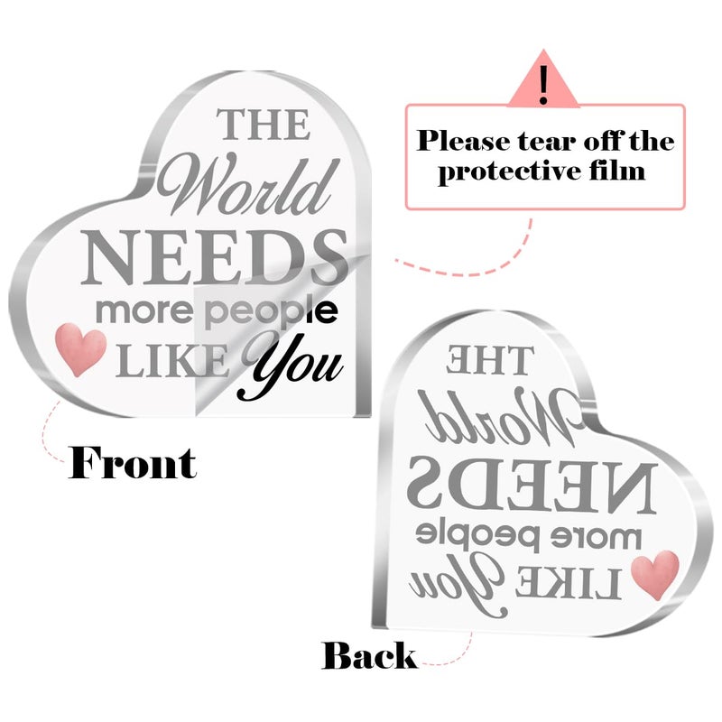 aPamr Friendship Gift for Friends Friend Gifts for Girls Women Christmas Birthday The World Needs More People Like You Quote Acrylic Heart Plaque for Coworker Bestie female Friend A542 - Image 2