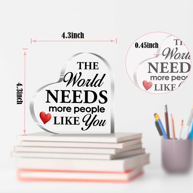 aPamr Friendship Gift for Friends Friend Gifts for Girls Women Christmas Birthday The World Needs More People Like You Quote Acrylic Heart Plaque for Coworker Bestie female Friend A542 - Image 3